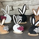  Bunny art. Easter Decor. Floral Bunnies. Spring Decor.