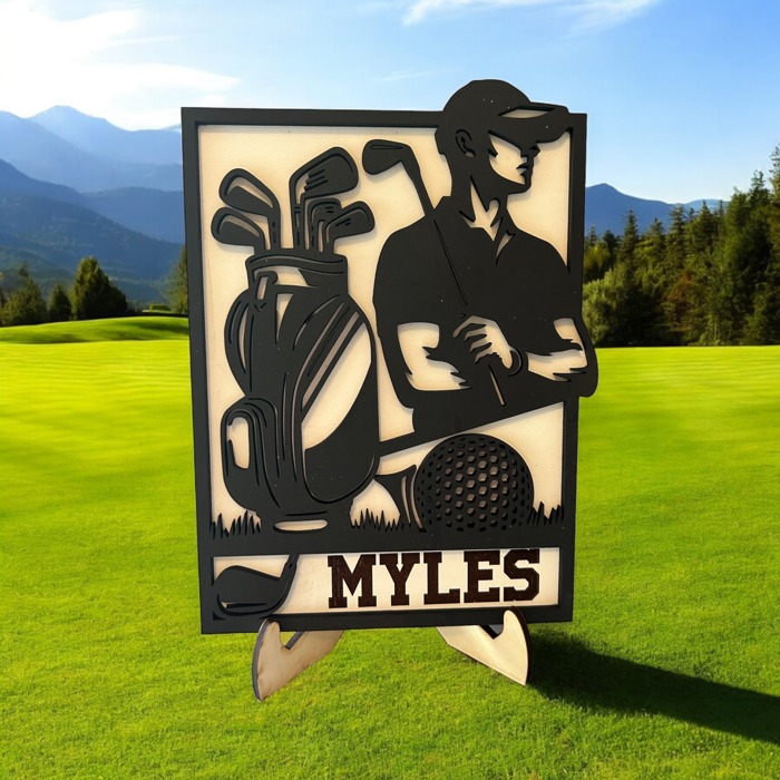 Golf Silhouette. Gift for boy. Golf gift. Gift for guy. Personalized golf sign