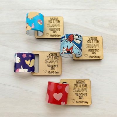 Valentines CLASS SET / Set of slap bracelets / Personalized Valentines / Kids Valentines / Gift for class / Valentine gift