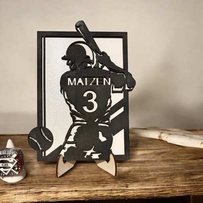 Baseball Silhouette / Personalized Baseball Sign / Baseball player picture