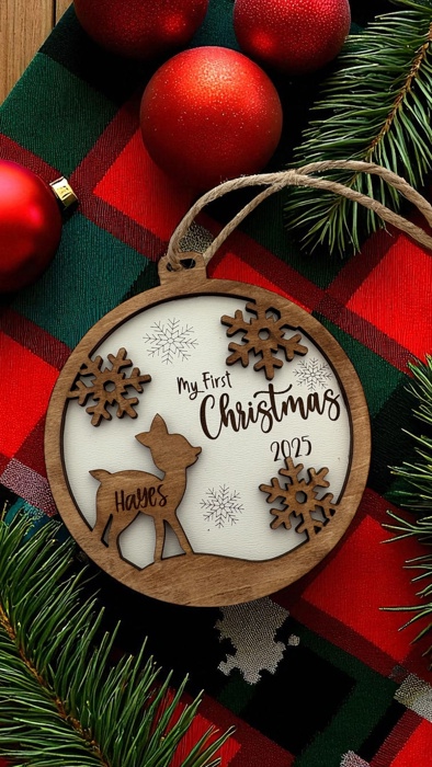 My First Christmas Ornament. Personalized Christmas Gift. Babies First Christmas Ornament. 
