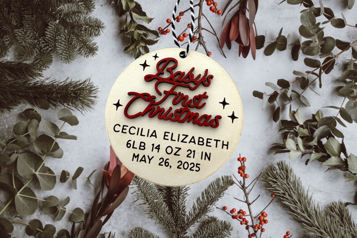 Baby's First Christmas ornament. First Christmas. Baby ornament. Personalized Christmas Gift.