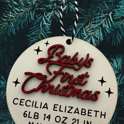 Baby's First Christmas ornament. First Christmas. Baby ornament. Personalized Christmas Gift.