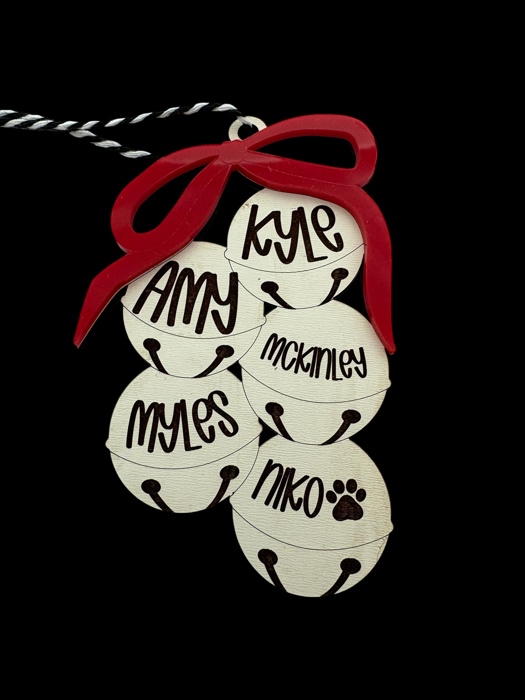 Personalized Ornament. Christmas Bells. Up to 10 names. Personalized Christmas gift. Family Name Ornament.