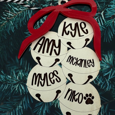 Personalized Ornament. Christmas Bells. Up to 10 names. Personalized Christmas gift. Family Name Ornament.