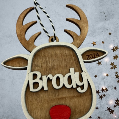 Child Ornament. Personalized Ornament. Reindeer Ornament. Personalized Christmas Gift.