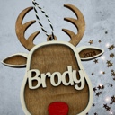  Child Ornament. Personalized Ornament. Reindeer Ornament. Personalized Christmas Gift.
