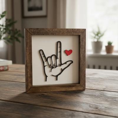 I love you sign. Sign Language Sign. Valentine's Gift. Framed Art. Christmas Gift