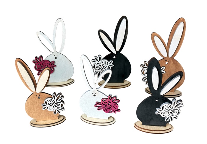 Bunny art. Easter Decor. Floral Bunnies. Spring Decor.