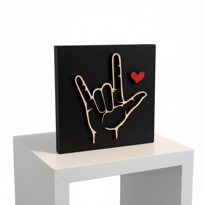 Sign Language Block. Home Decor. I love you sign language. Sign. I love you. 