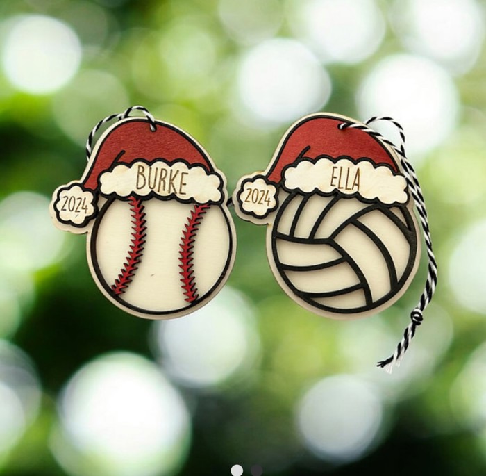 Santa Sports Ornaments. Personalized Ornaments. Kid's Ornaments. Sports Ornaments. Personalized Christmas Gift