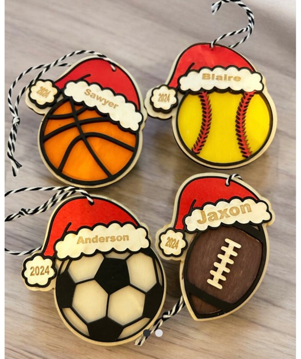 Santa Sports Ornaments. Personalized Ornaments. Kid's Ornaments. Sports Ornaments. Personalized Christmas Gift