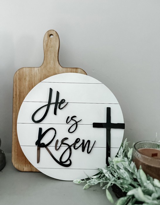 He is Risen sign. Easter Decor. Religious Decor.