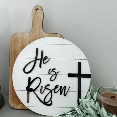 He is Risen sign. Easter Decor. Religious Decor.