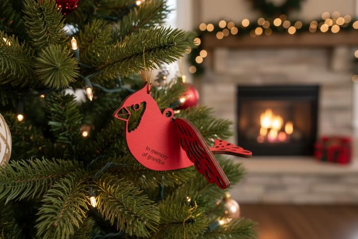 Cardinal Ornament. Memorial Ornament. In Memory Of. Personalized Christmas Ornament. 