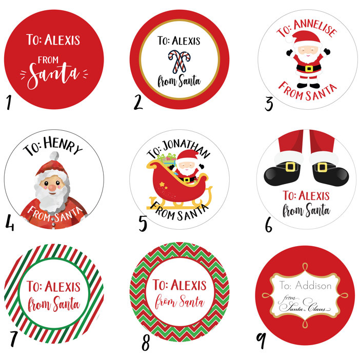 From Santa Gift Labels / Christmas Gift Stickers /  Set of 24 / Up to 2 Names