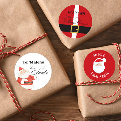From Santa Gift Labels / Christmas Gift Stickers /  Set of 24 / Up to 2 Names