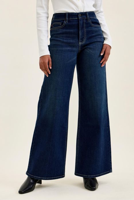 Judy Blue High Waist Lux Dark Retro Wide Leg Jeans