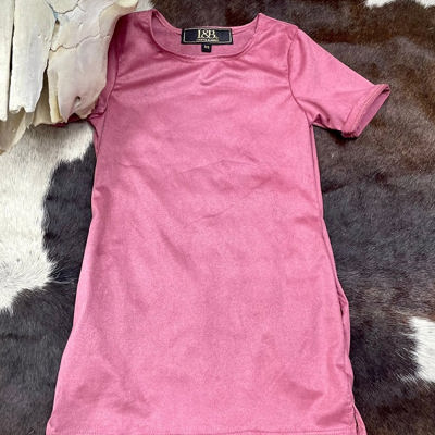 Lucky & Blessed Girl's Pink Suede Mini Dress