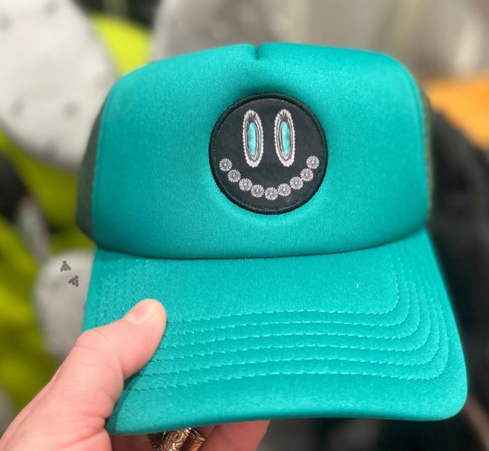 2 Fly Turquoise Glam Grin Ponytail Mesh Trucker Hat
