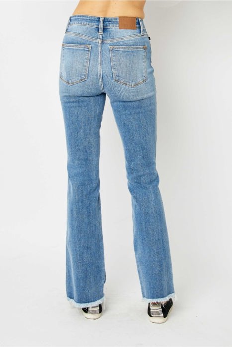 Judy Blue High Waist Destroy Fray Hem Bootcut Denim 82542 - Plus