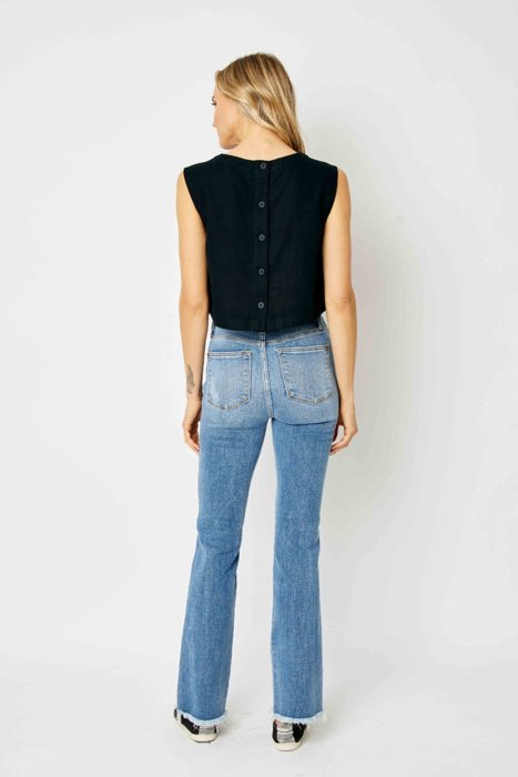 Judy Blue High Waist Destroy Fray Hem Bootcut Denim 82542 - Plus