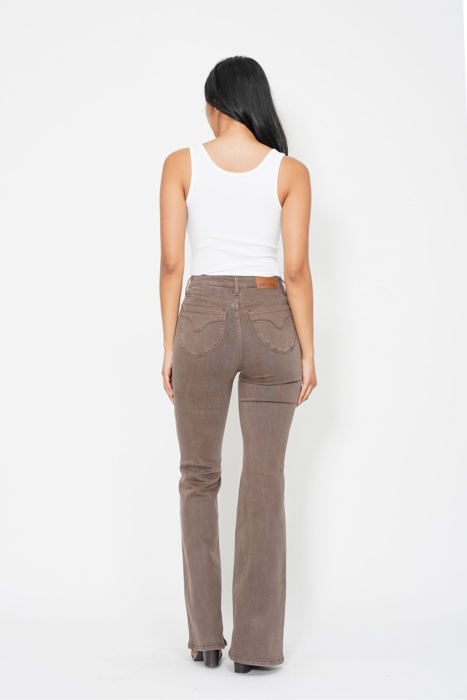Judy Blue High Waist Garment Dyed Knee Seam Detail & Shield Pockets Flare Denim 88846 - Plus