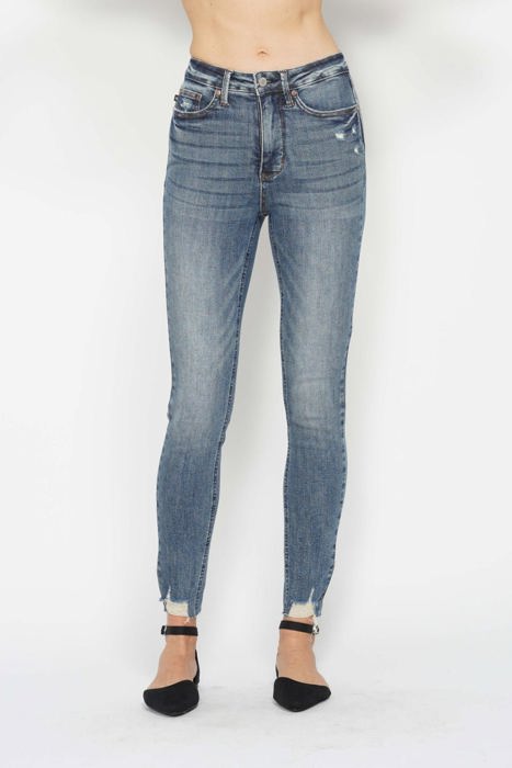 Judy Blue High Waist Tummy Control Vintage Wash Destroy Skinny Denim 88769 - Plus