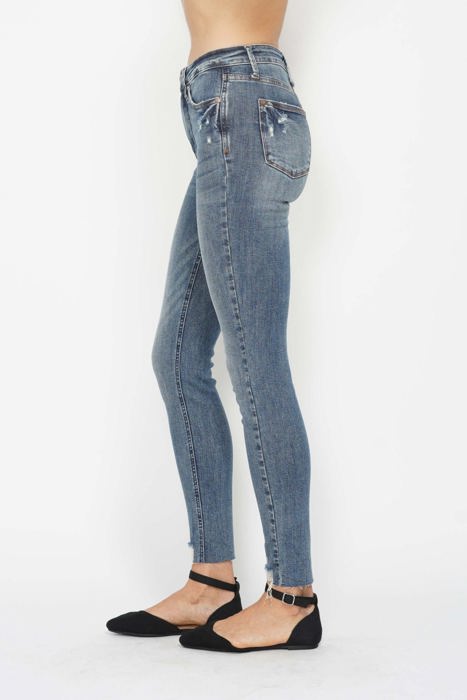 Judy Blue High Waist Tummy Control Vintage Wash Destroy Skinny Denim 88769 - Plus
