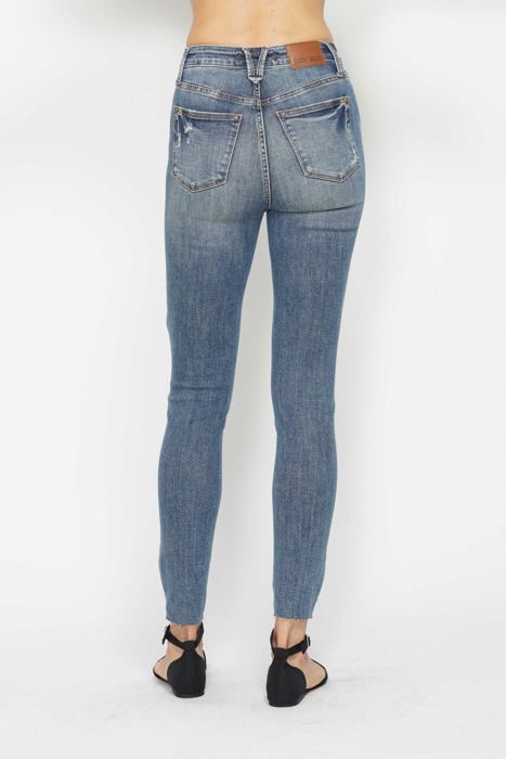 Judy Blue High Waist Tummy Control Vintage Wash Destroy Skinny Denim 88769 - Plus
