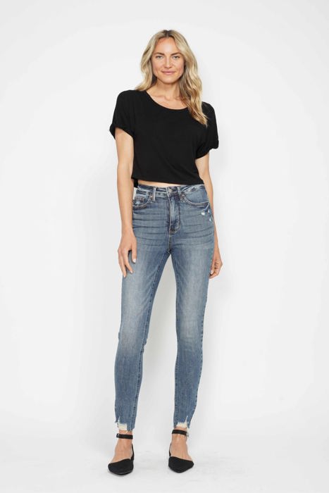 Judy Blue High Waist Tummy Control Vintage Wash Destroy Skinny Denim 88769 - Plus