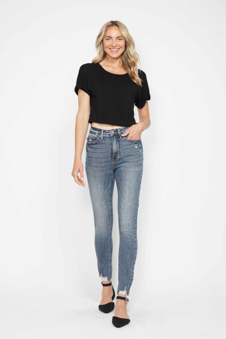 Judy Blue High Waist Tummy Control Vintage Wash Destroy Skinny Denim 88769 - Plus