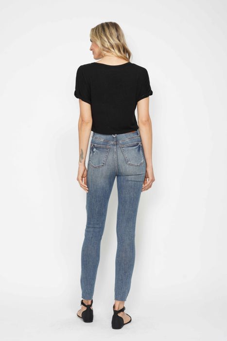 Judy Blue High Waist Tummy Control Vintage Wash Destroy Skinny Denim 88769 - Plus