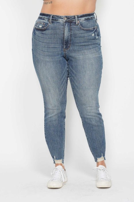 Judy Blue High Waist Tummy Control Vintage Wash Destroy Skinny Denim 88769 - Plus