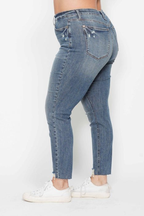 Judy Blue High Waist Tummy Control Vintage Wash Destroy Skinny Denim 88769 - Plus