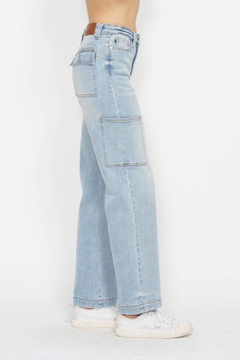Judy Blue High Waist Cargo Wide Leg Denim 88924 - Plus