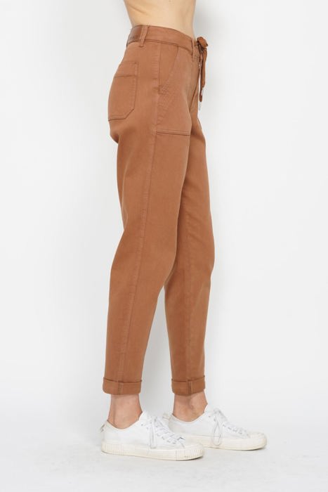 Judy Blue High Waist Garment Dyed Camel Double Cuff Jogger Denim 88857 - Plus
