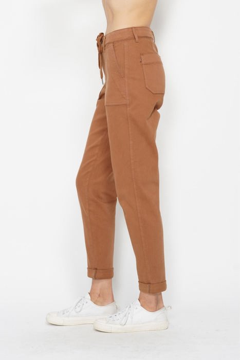 Judy Blue High Waist Garment Dyed Camel Double Cuff Jogger Denim 88857 - Plus
