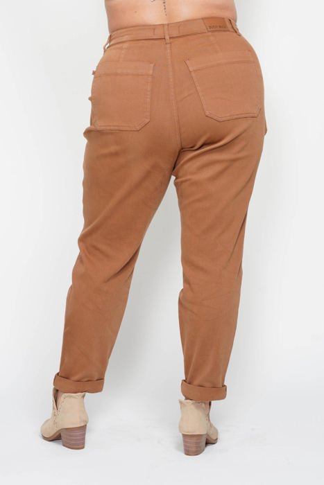 Judy Blue High Waist Garment Dyed Camel Double Cuff Jogger Denim 88857 - Plus
