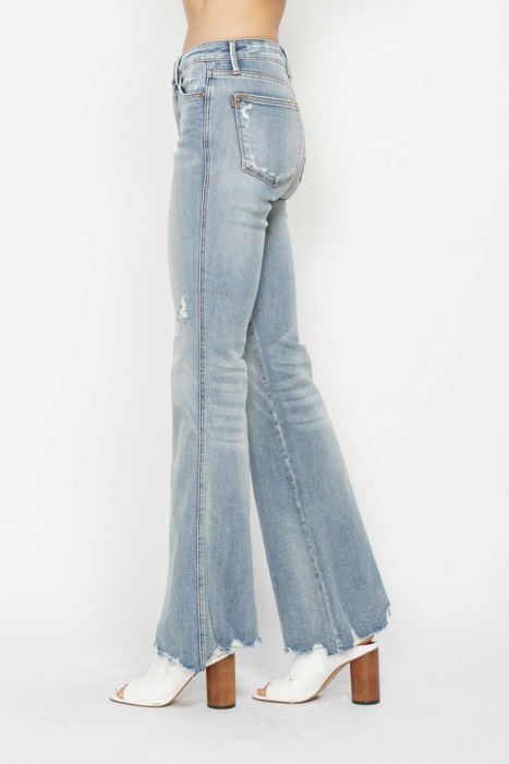 Judy Blue Mid Rise Tummy Control Destroy Flare Denim 88594 - Plus
