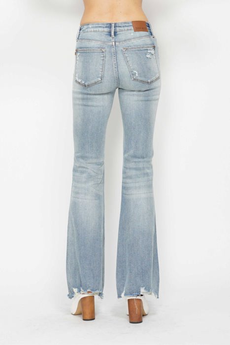 Judy Blue Mid Rise Tummy Control Destroy Flare Denim 88594 - Plus