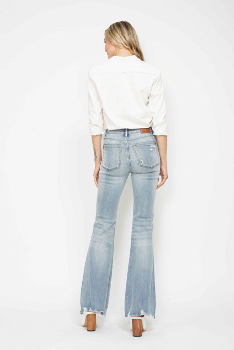 Judy Blue Mid Rise Tummy Control Destroy Flare Denim 88594 - Plus