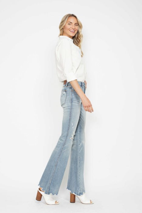 Judy Blue Mid Rise Tummy Control Destroy Flare Denim 88594 - Plus