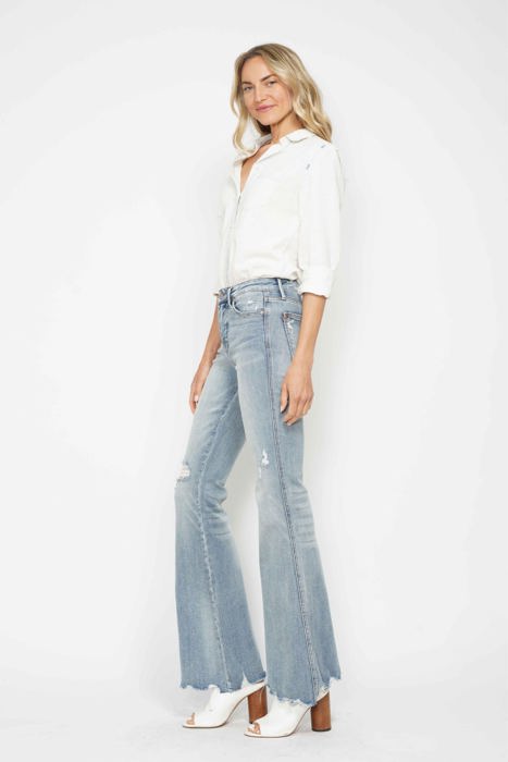 Judy Blue Mid Rise Tummy Control Destroy Flare Denim 88594 - Plus