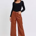  Judy Blue High Waist Tummy Control Camel Faux Leather Wide Leg Crop Denim 88900 - Plus