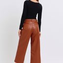  Judy Blue High Waist Tummy Control Camel Faux Leather Wide Leg Crop Denim 88900 - Plus