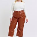  Judy Blue High Waist Tummy Control Camel Faux Leather Wide Leg Crop Denim 88900 - Plus
