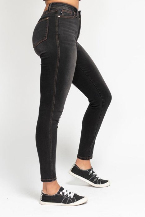 Judy Blue High Waist Tummy Control Black Wash & Contrast Thread Skinny 88768 - Plus