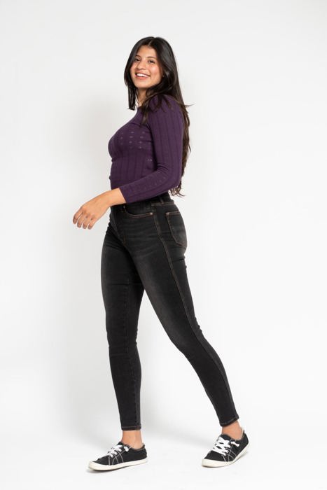 Judy Blue High Waist Tummy Control Black Wash & Contrast Thread Skinny 88768 - Plus
