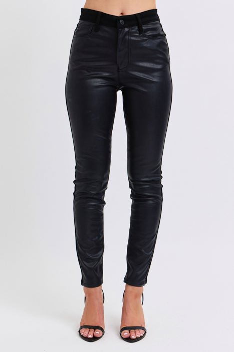 Judy Blue High Waist Faux Leather & Denim Skinny 88810 - Plus